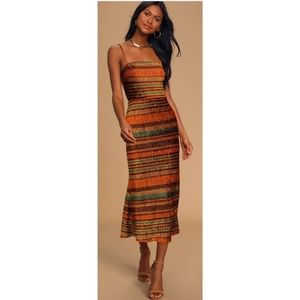 Lulu's multi striped velvet sleeveless dress